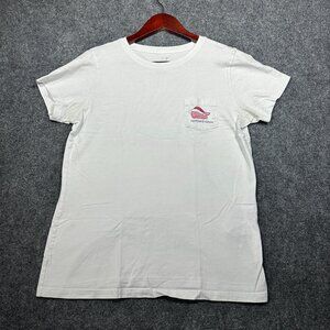 Vineyard Vines Tee Shirt Womens Small Merry Christmas Whale Santa Hat Pocket Top
